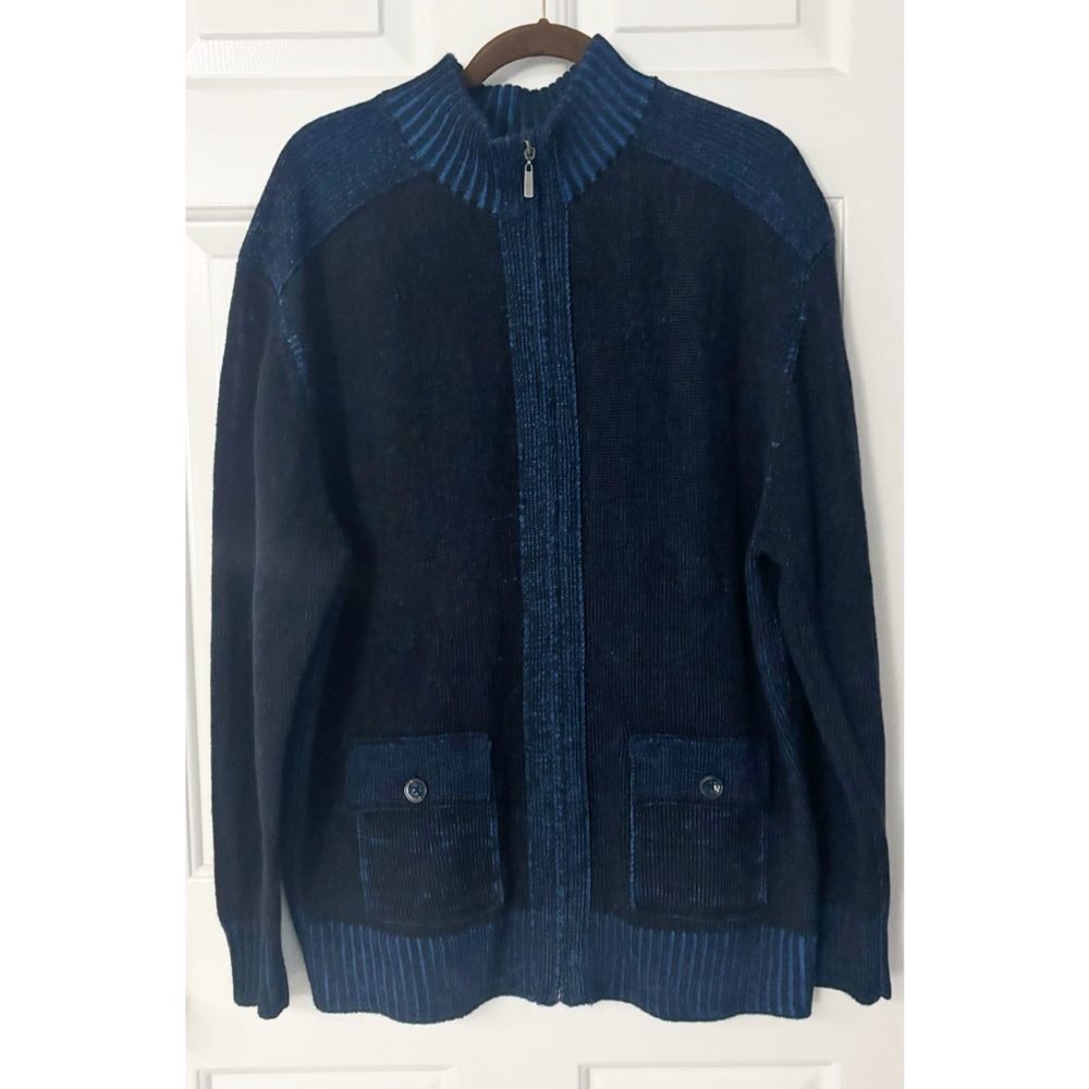 INSERCH Mens Blue Sweater Full Front Zipper Closure, Size 2XL